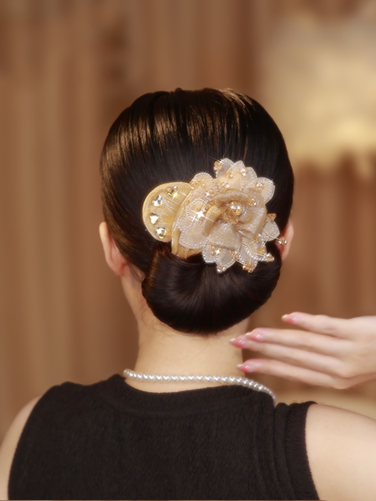 Champagne Lace Flower Hair Disk KERENTILA