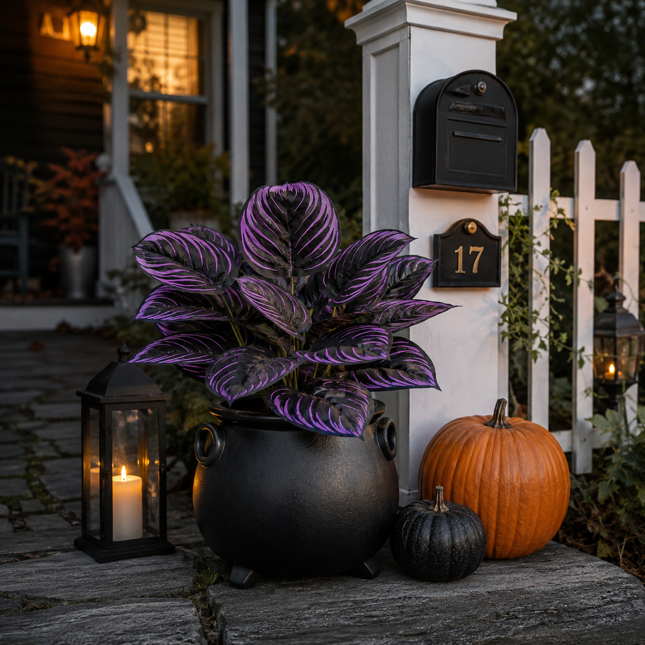 Midnight Violet Artificial Foliage – Halloween Porch & Gothic Decor