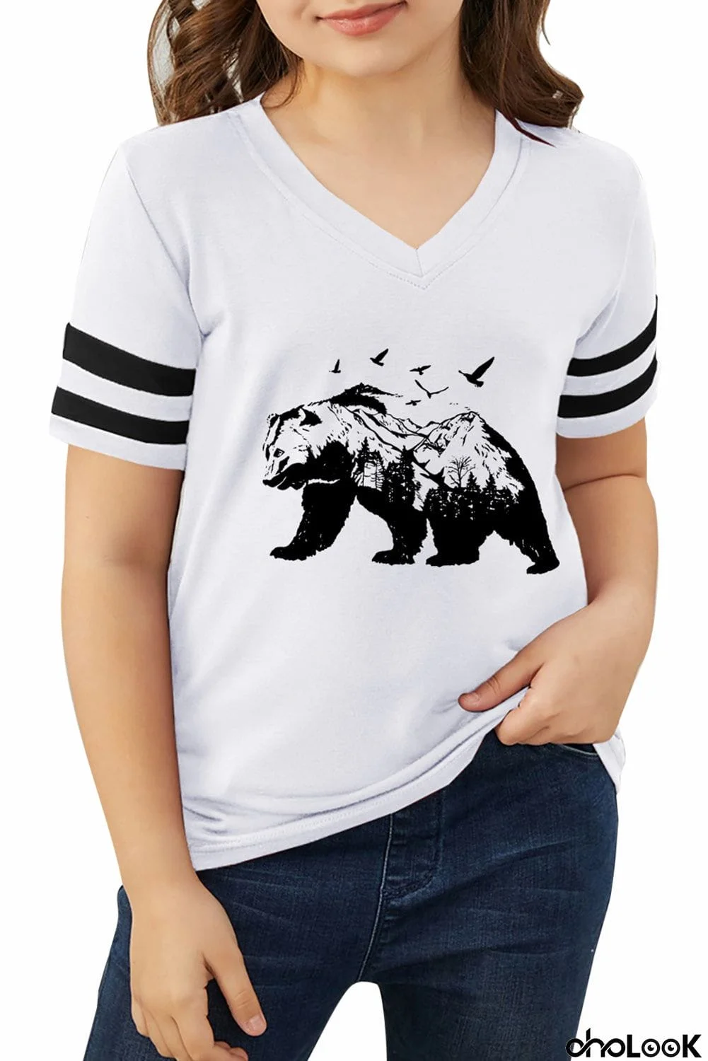 Kids Animal Print Banded Sleeve T Shirt