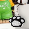 Bead Embroiderys - Paw Beaded Counted Cross Stitch Keychain Ornament Kit for Adults Beginners