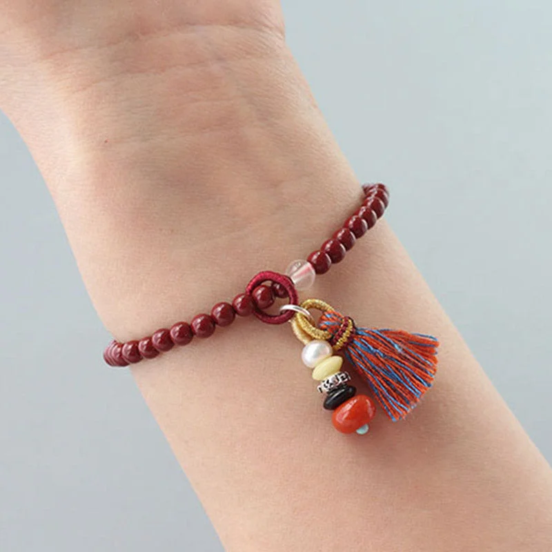 Zen Cairn Cinnabar Blessing Charm Bracelet