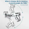 Robinet universel pivotant &agrave; 1080&deg; d'extension multifonctionnel rotatif Filtre