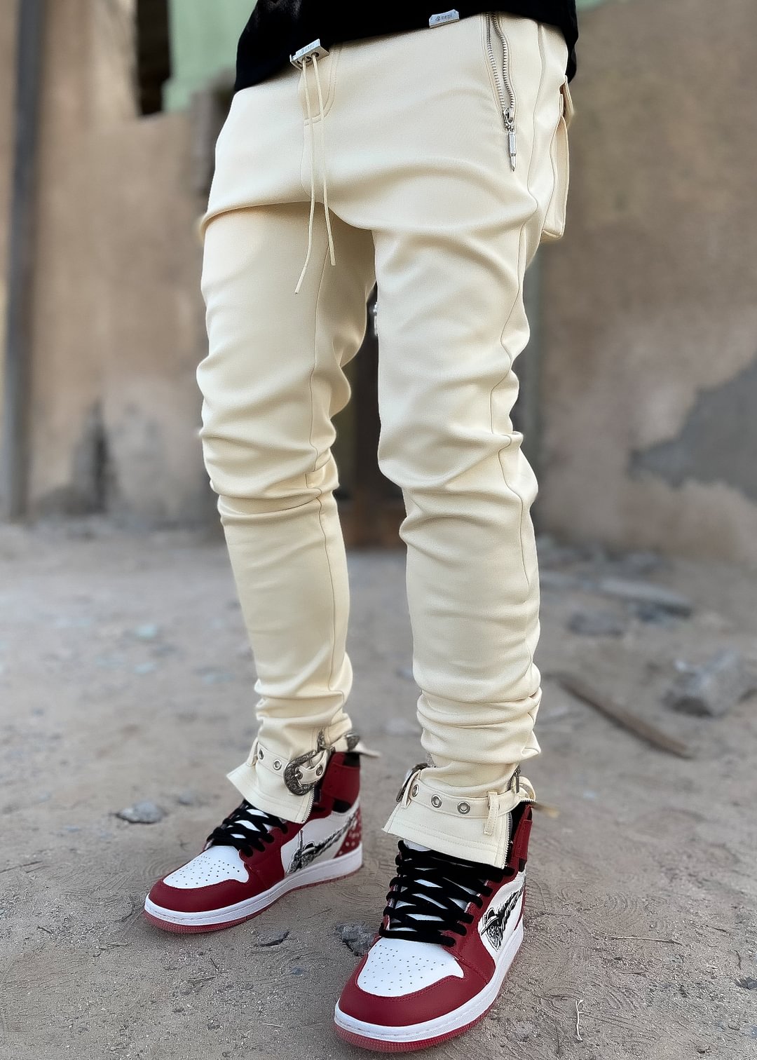 cream track pants