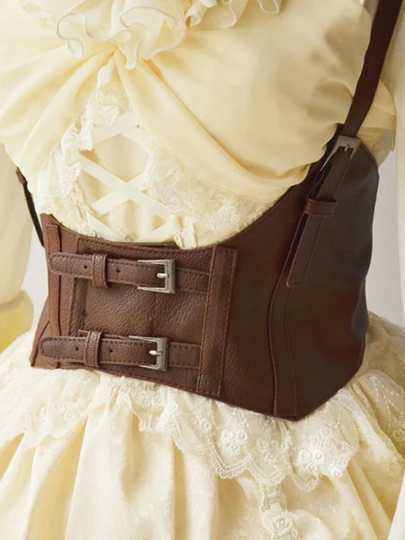 Steampunk Corset Belt Black Buckle Leather Waist Trainer Novameme