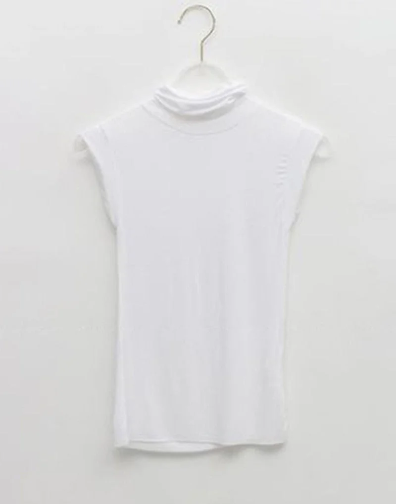 2022 New Spring White Tank Top Women Corset Tops To Wear Out Sleeveless Turtleneck Solid Casual T Shirt fashion Korean Clothes