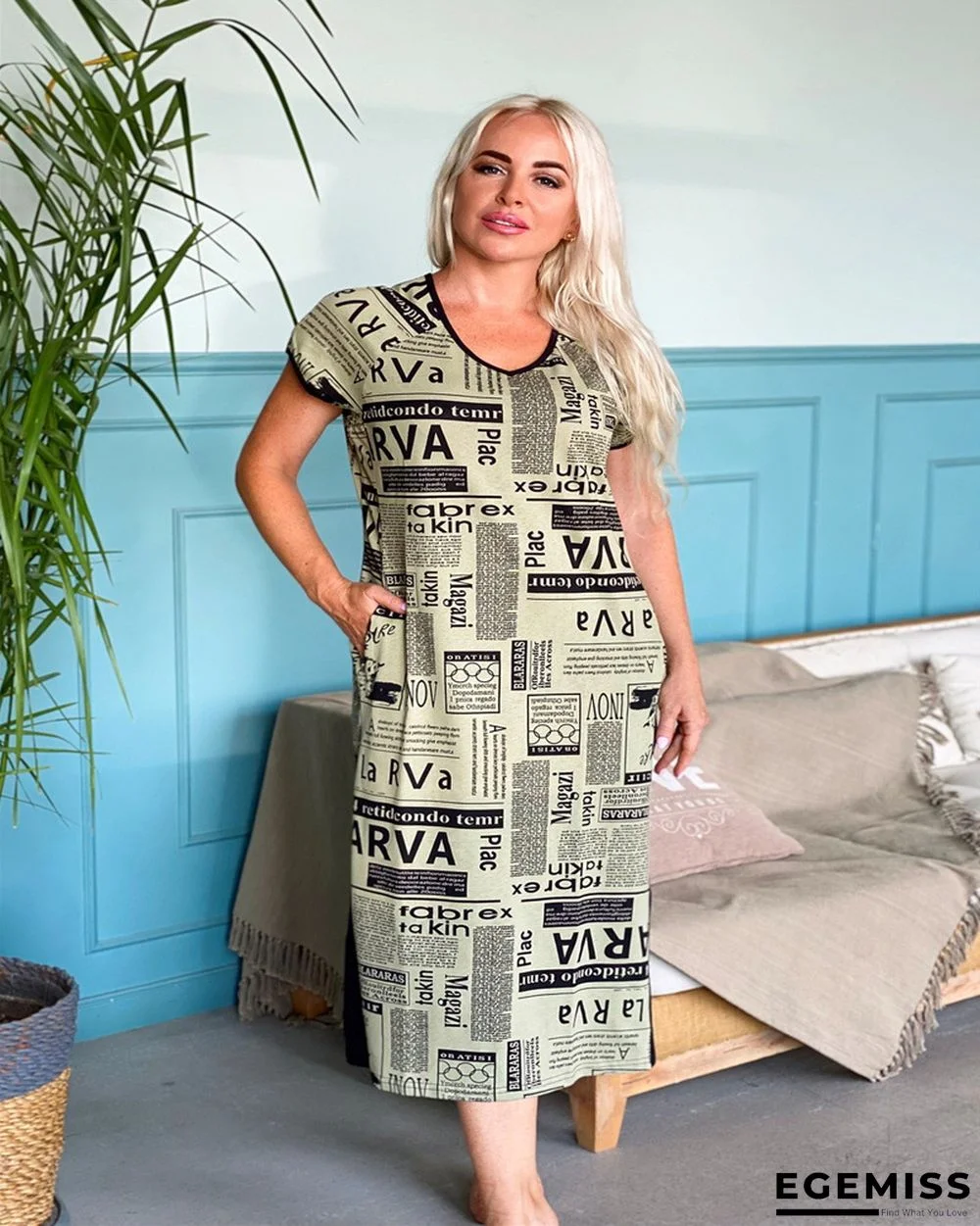 Casual Fashion Printed Slit Dress | EGEMISS