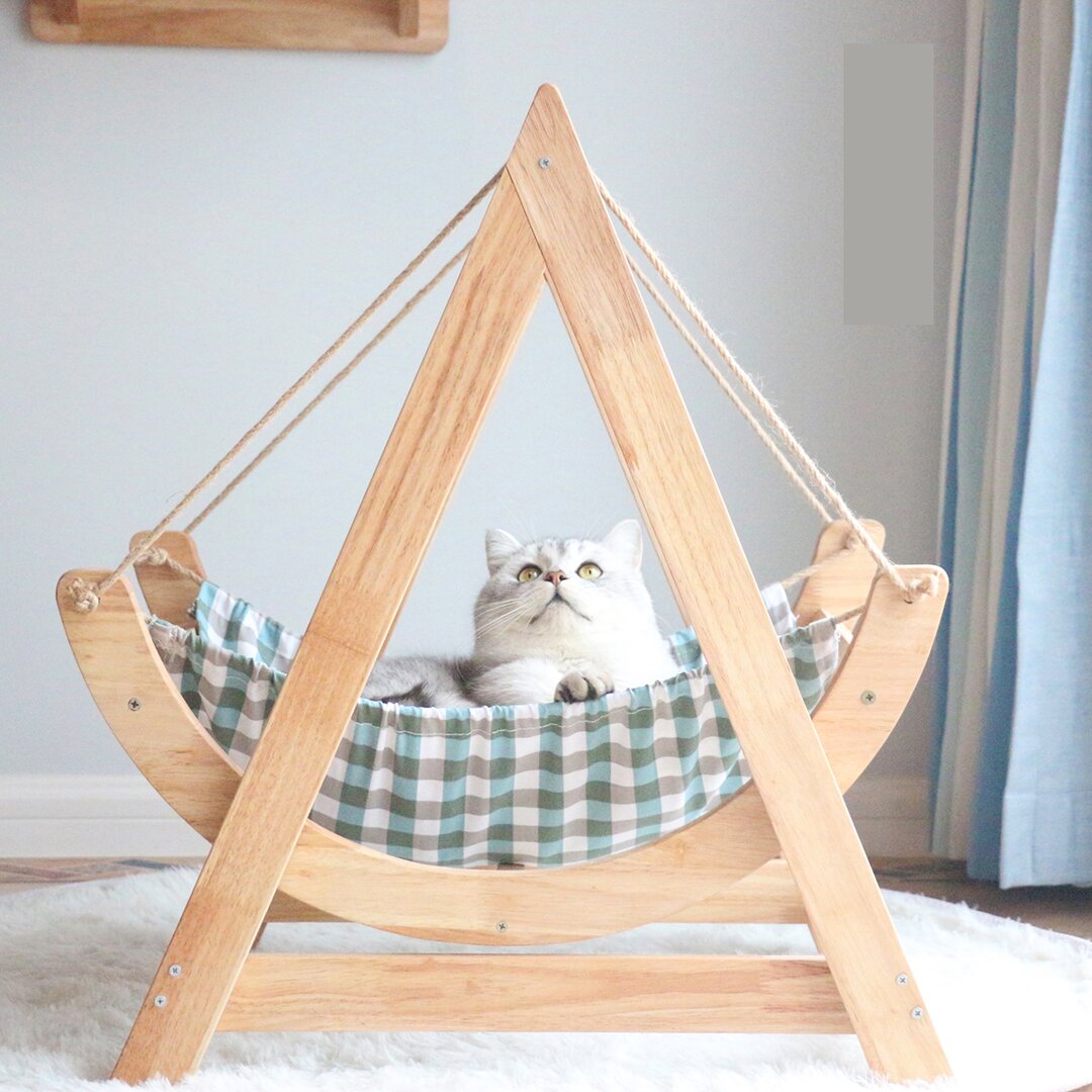 Cat Swing Solid Wood Cat Hammock Rocking Chair