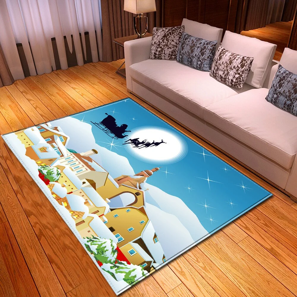 Living Room Carpet Christmas Bedroom Bedside Decoration Carpet Home Non-slip Hallway Tatami Floor Mat Balcony Children Large Rug