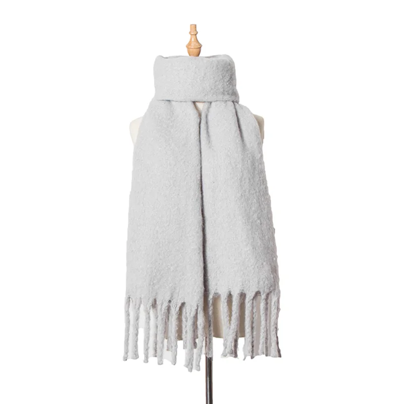 Vintage Thick Fringed Solid Color Scarf