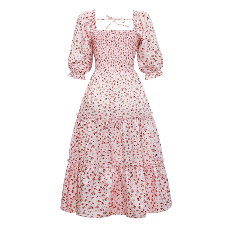 Kid Floral Print Puff Sleeve Dress