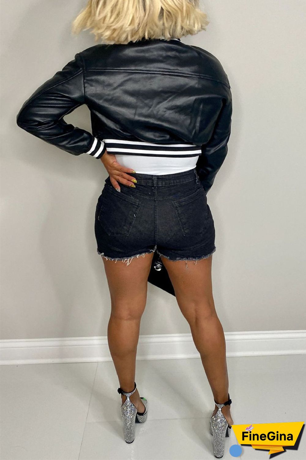 Black Casual Solid Patchwork Conventional Collar Outerwear