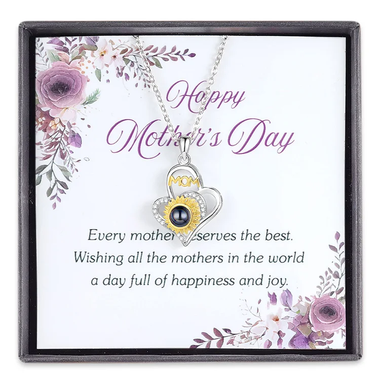 Personalized Mother Projection Necklace Set With Gift Card Gift Box-Custom Mother Necklace Gift-Happy Mother's Day
