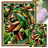 Green Girl Painting-11CT Stamped Cross Stitch 40*55cm/15.75*21.65in