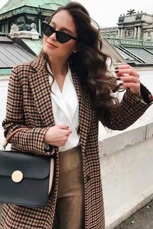 SOFIA KHAKI CHECKERED BLAZER