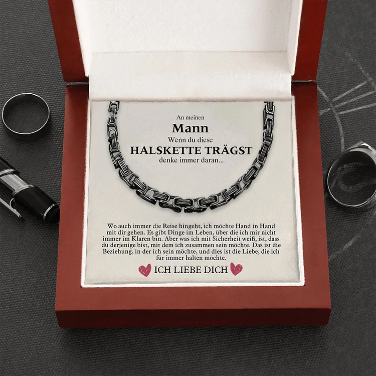 Edelstahl Halskette-An Meinen Mann - Geschenk mit Nachrichtenkarte
