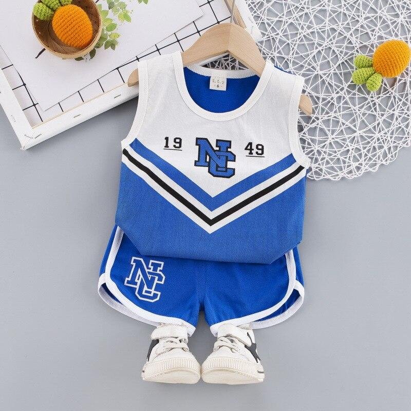 Girls Sport Clothes Summer Baby Boys 2 PCS Outfits Cotton Vest + Shorts Children Sleeveless Tracksuit Kids Out Door Costume