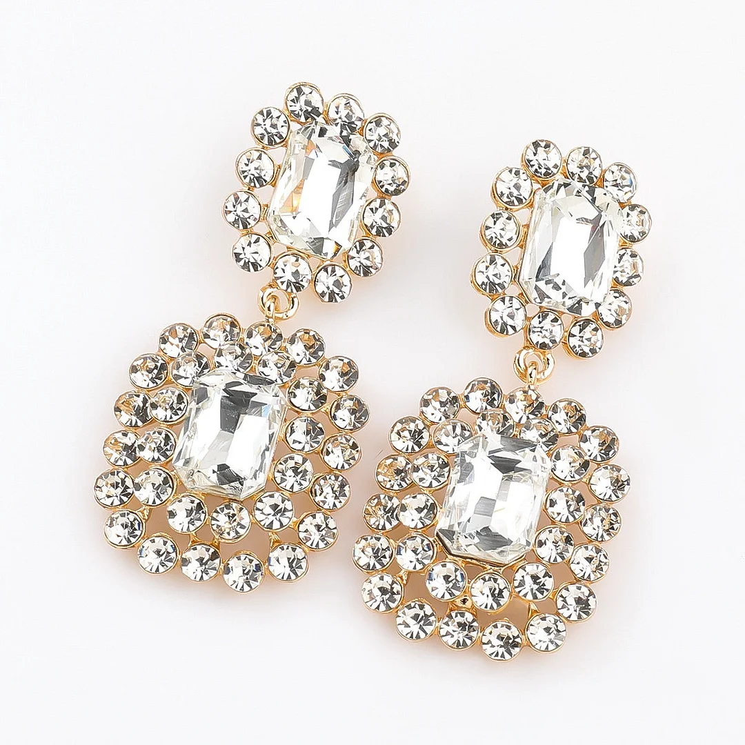 Dvacaman New Designs Crystal Square Drop Earrings for Women 2019 Fashion Rhinestone Statement Earrings Dangle Wedding Jewelry