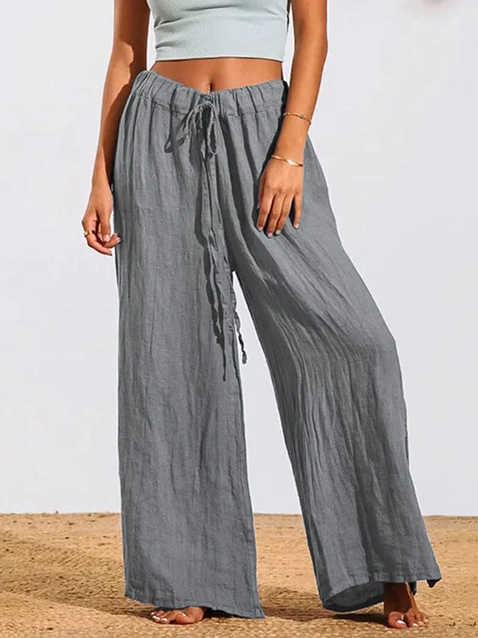 Solid Color Loose Slit Casual Pants