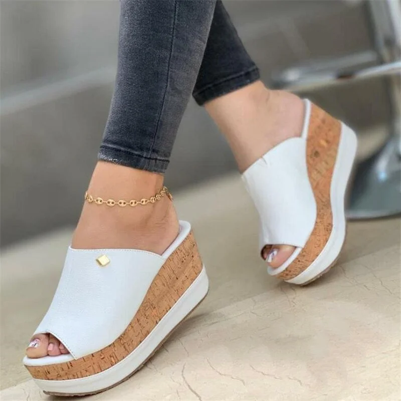 Wedge Slippers Women Shoes 2021 Summer Peep Toe Sandals Fashion Platform Slippers Outdoor Casual Flip Flops Female Heels Slides