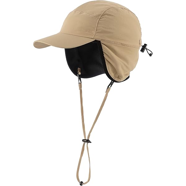 Home Prefer Waterproof Men's Winter Hats with Visor Warm Fleece Lined Baseball Cap Earflaps Trooper Trapper Hat for Men