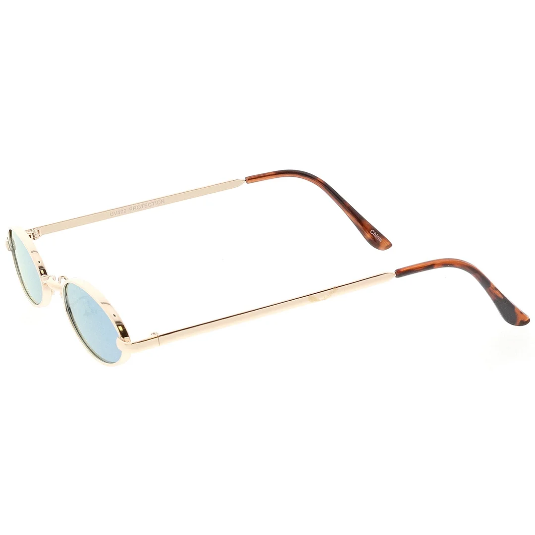 Extreme Small Oval glasses Color Mirrored Flat Lens 51mm