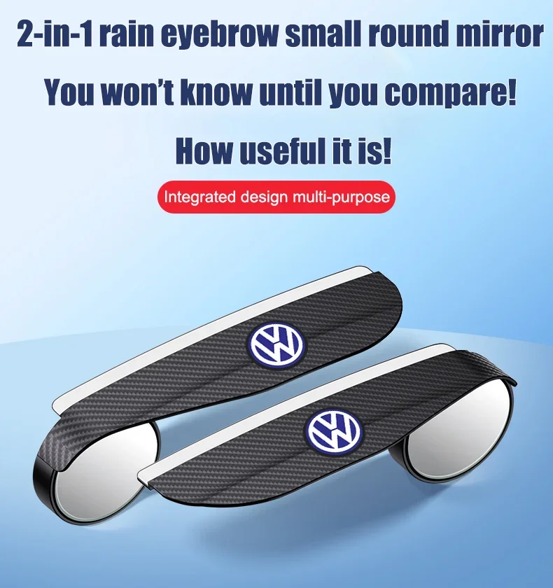 🔥Hot Selling🔥Exclusive Logo🔥 Car Rear View Mirror Small Round Mirror Rain Eyebrow (2PCS)