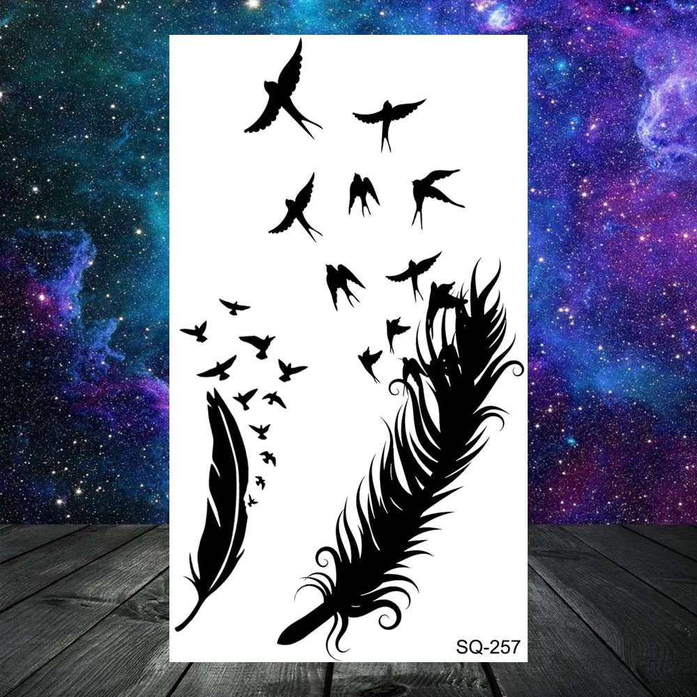 Small Skull Henna Feather Arrow Temporary Tattoos For Women Adult Kids Cross Scorpion Anchor Fake Tattoo Neck Arm Finger Tatoos