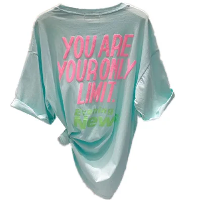 Uveng Uveng Short-Sleeved T-Shirt Women's Summer 2024 New Korean Version Loose Casual Versatile Stereo Foam Letter Half Sleeve Jacket