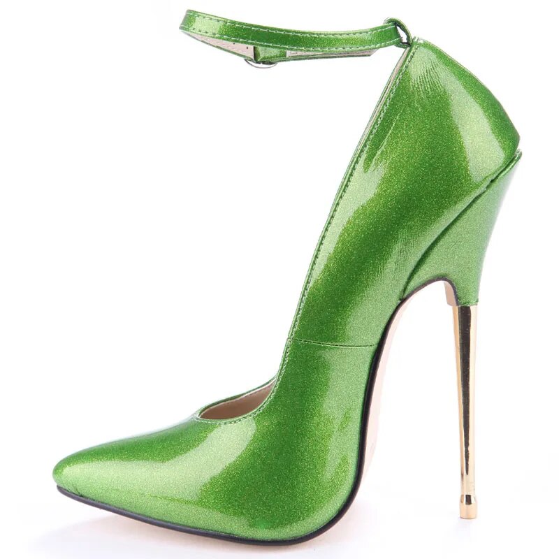 VCSHOES 16 Cm Ultra High Heel Dance Pumps Cross Dresser Pointed Toe Woman Metal Heels Patent Leather Runway Woman Shoes