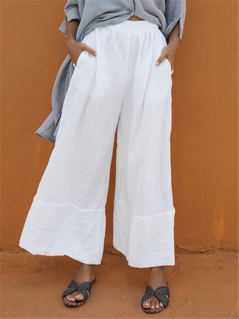 Casual Elastic Pleated Wide-leg Pants