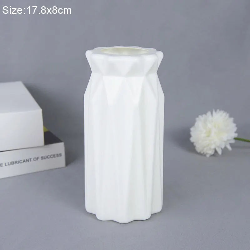 Modern Flower Vase White Pink Plastic Vase Flower Pot Basket Nordic Home Living Room Decoration Ornament Flower Arrangement