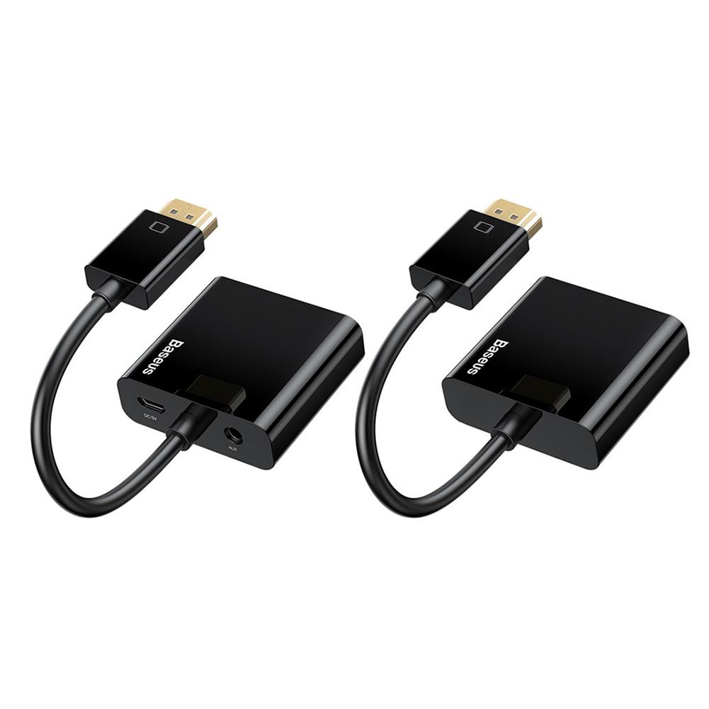 

BASEUS 1080P HD to VGA Adapter Male to Famale Video Audio Converter for Win, Micro+3.5mm, 501 Original