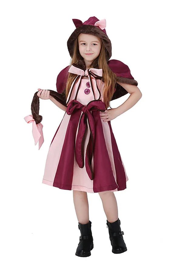 Sweet Dress Girls Alice In Wonderland Cat Halloween Costume Purple-elleschic