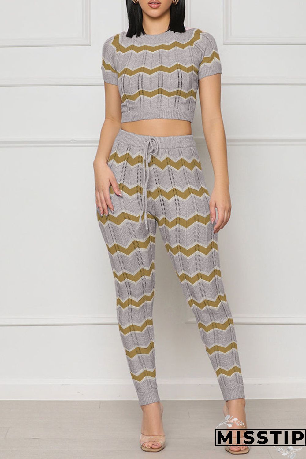 Pink Casual Patchwork O Neck Short Sleeve Two Pieces