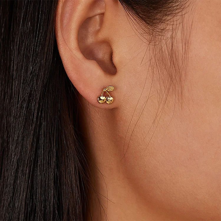Golden cherry earrings