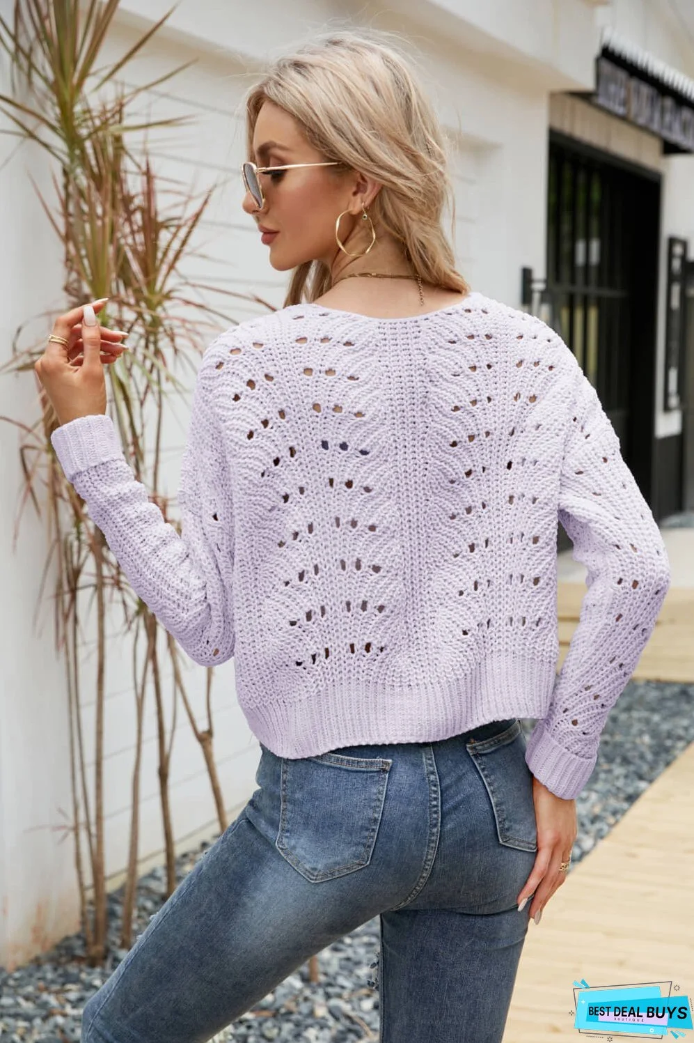 Open Front Cuffed Cropped Cardigan