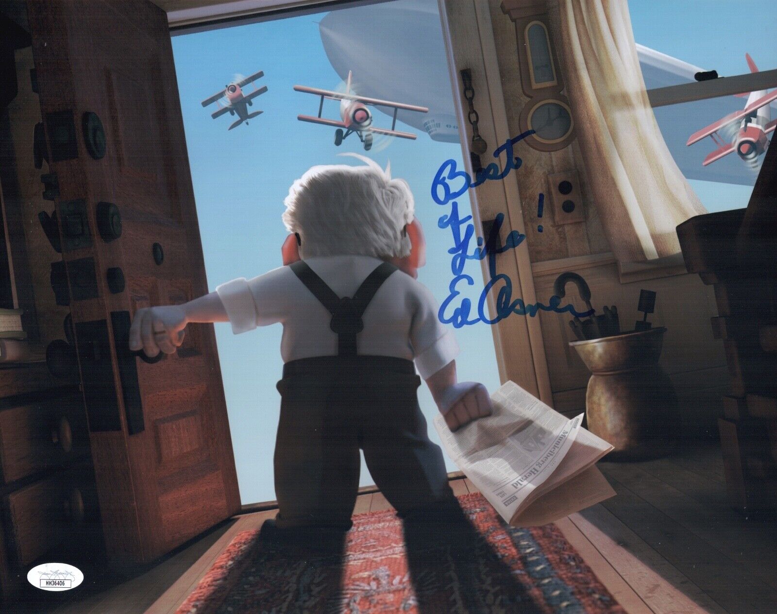 ED ASNER Signed 11x14 Photo Poster painting UP Carl Fredricksen IN PERSON Autograph JSA COA