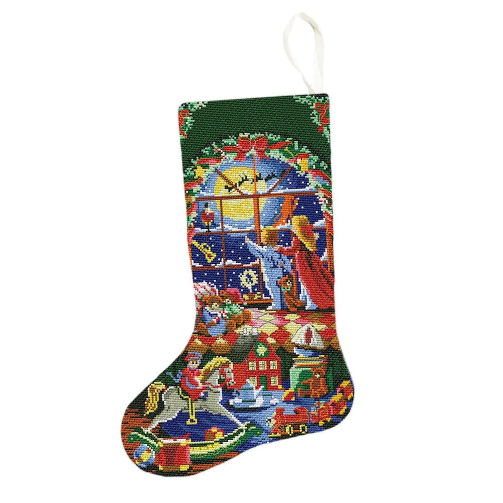 14CT contado calcetines navideños de punto de cruz (47 * 33 cm)