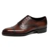 Luxury Brown Mens Formal Business Shoes Genuine Leather