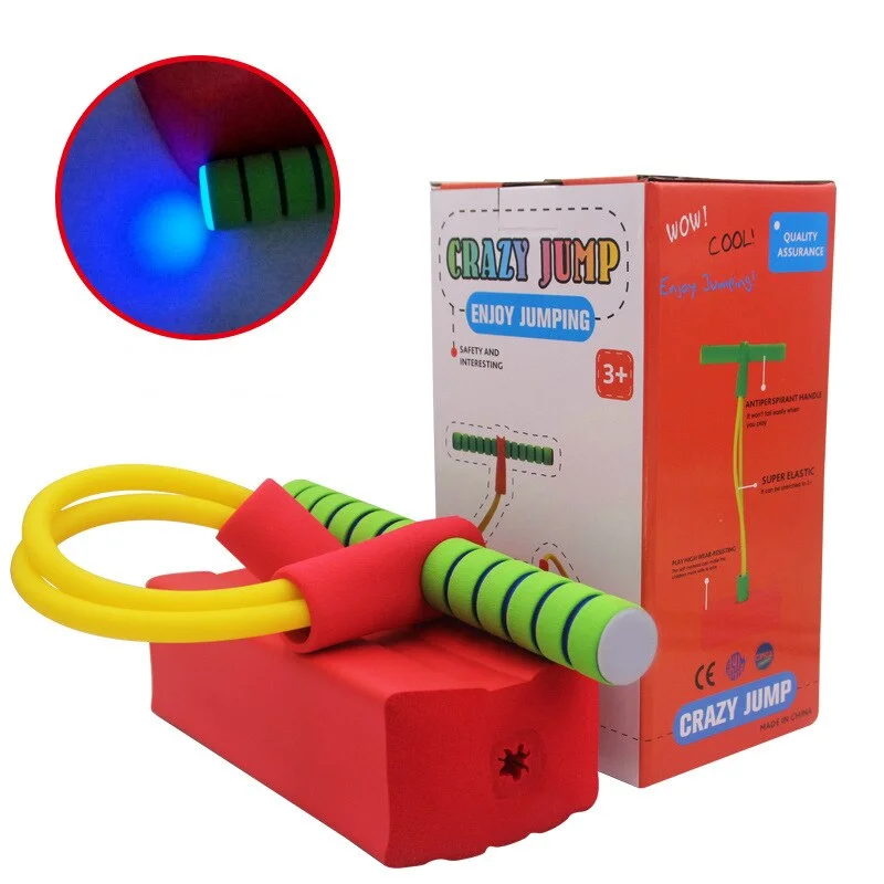 Children Glowing Foam Frog Jumping Toys Fitness Outdoor Safe Stick Fun Training Sports Interactive Toy Kids Gift