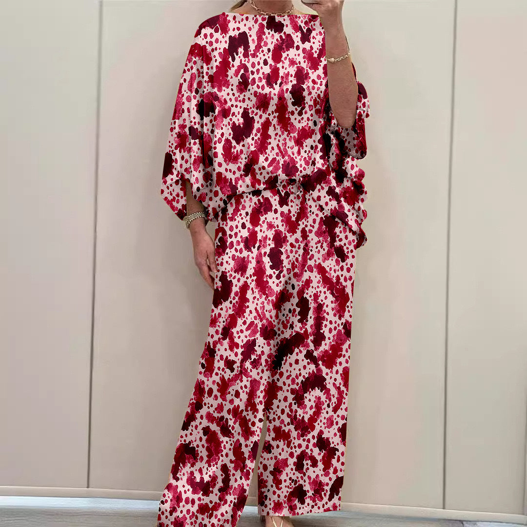 Women Long Sleeve V-neck Graphic Floral Printed Top