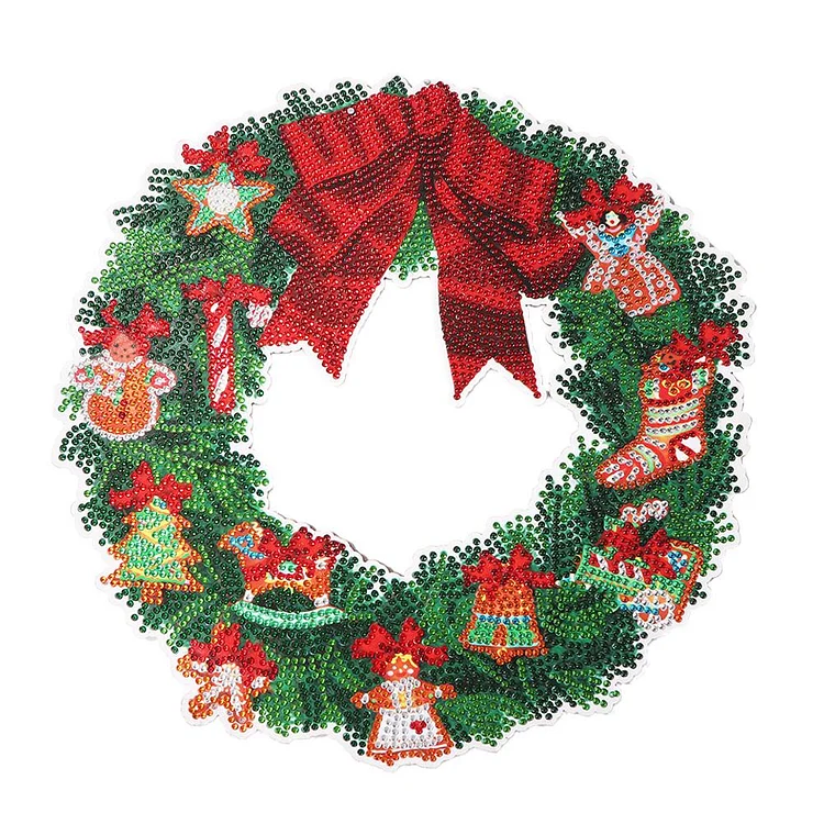 5D DIY Spot Drill Diamond Christmas Crystal Wreath Hanging Decor (HH006)