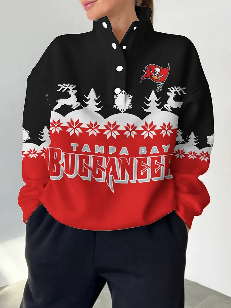Tampa Bay Buccaneers 2025 New Design Casual Snap  Mockneck Pullover