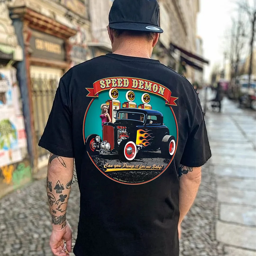 SPEED DEMON Sexy Lady&Classic Car Print Men's T-shirt