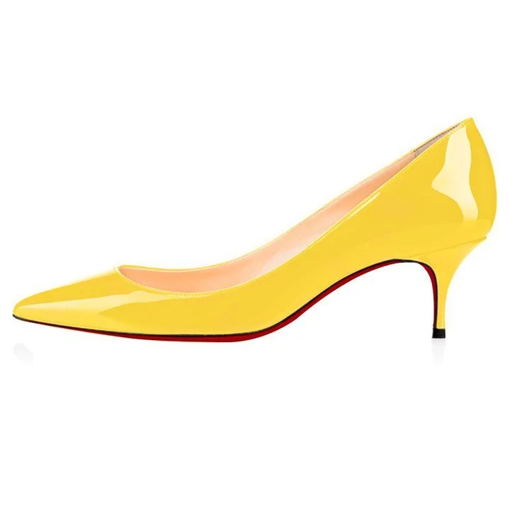 60mm Women Kitten Heels Pumps Daily Pointy Toe Pumps Patent Shoes VOCOSI VOCOSI