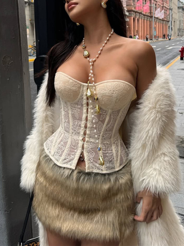 Street Sexy Lace Embossing Slim Corset