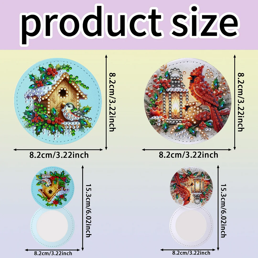 DIY Diamond Art Portable Cosmetic Mirror Round Diamond Painting Crafts (Hut)