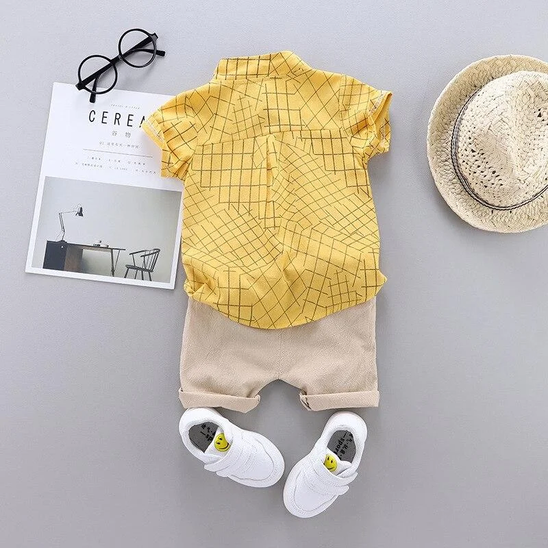Summer Baby Boy Clothes Kids Clothes Sets Geometric Shirt  + Pants Suit Short Infant Boy Print Sports Set