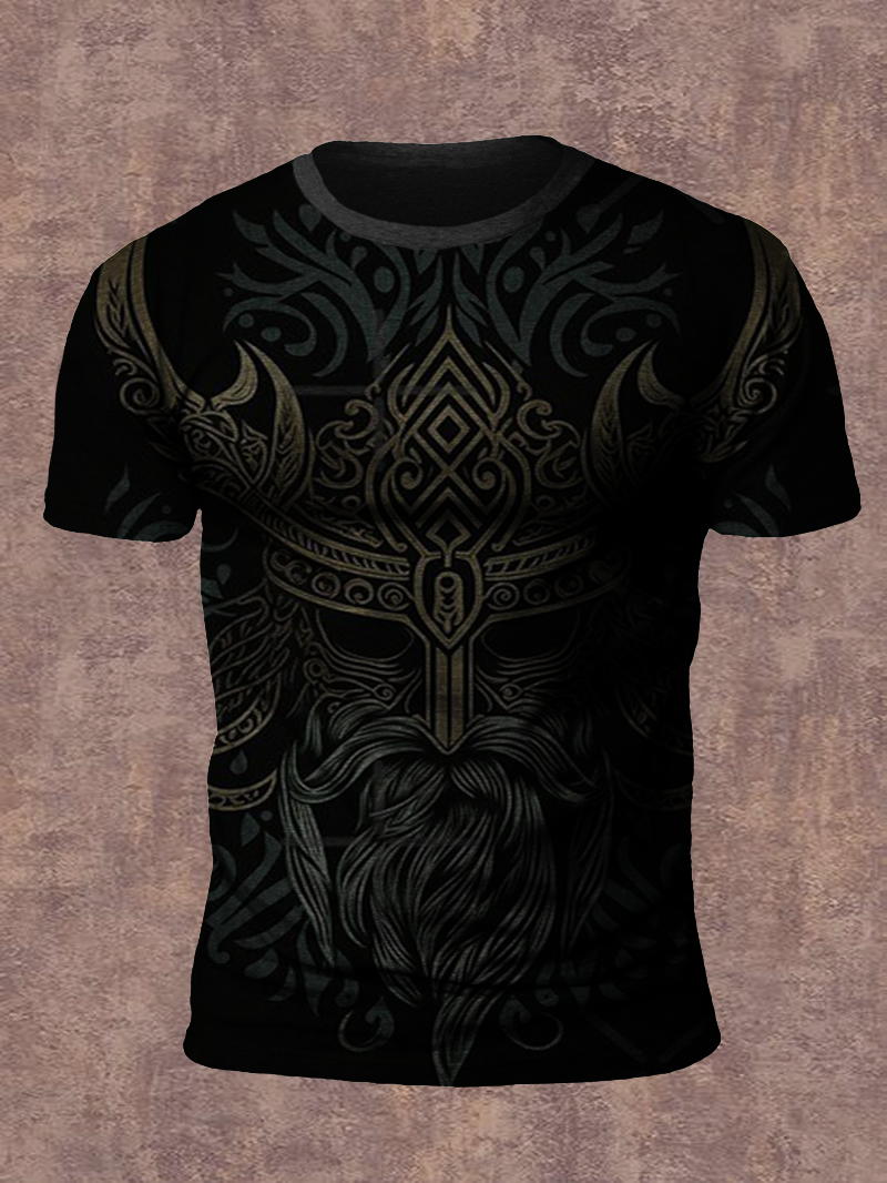 Men's Viking Odin King Print Short Sleeve T-Shirt