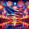Diamond Painting -5D Full Round Drill Fireworks White House(40x40cm)